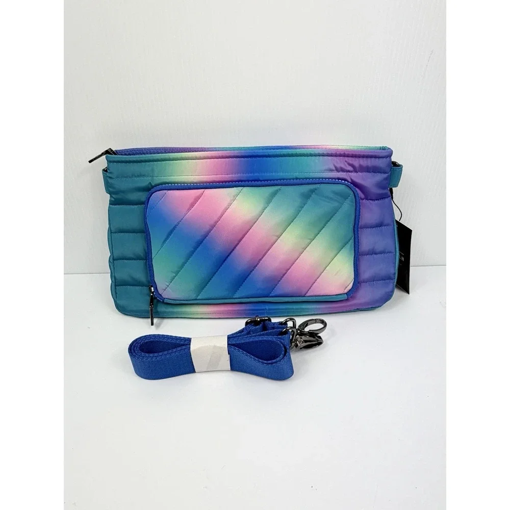 Think Royln Pink Ombre Puffer Crossbody Bag 2 Pc Set Convertible Travel Quilted‎